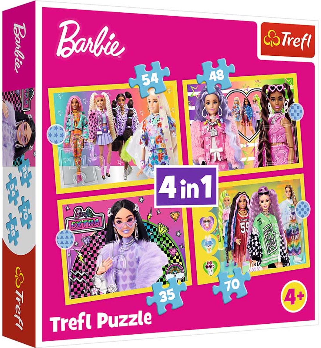 Trefl puslespil sæt barbie 4-i-1 farverigt paplegetøj.