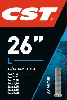 CST Inner Tube AV13 26 tommer 40 62-559 AV 40 mm 071301