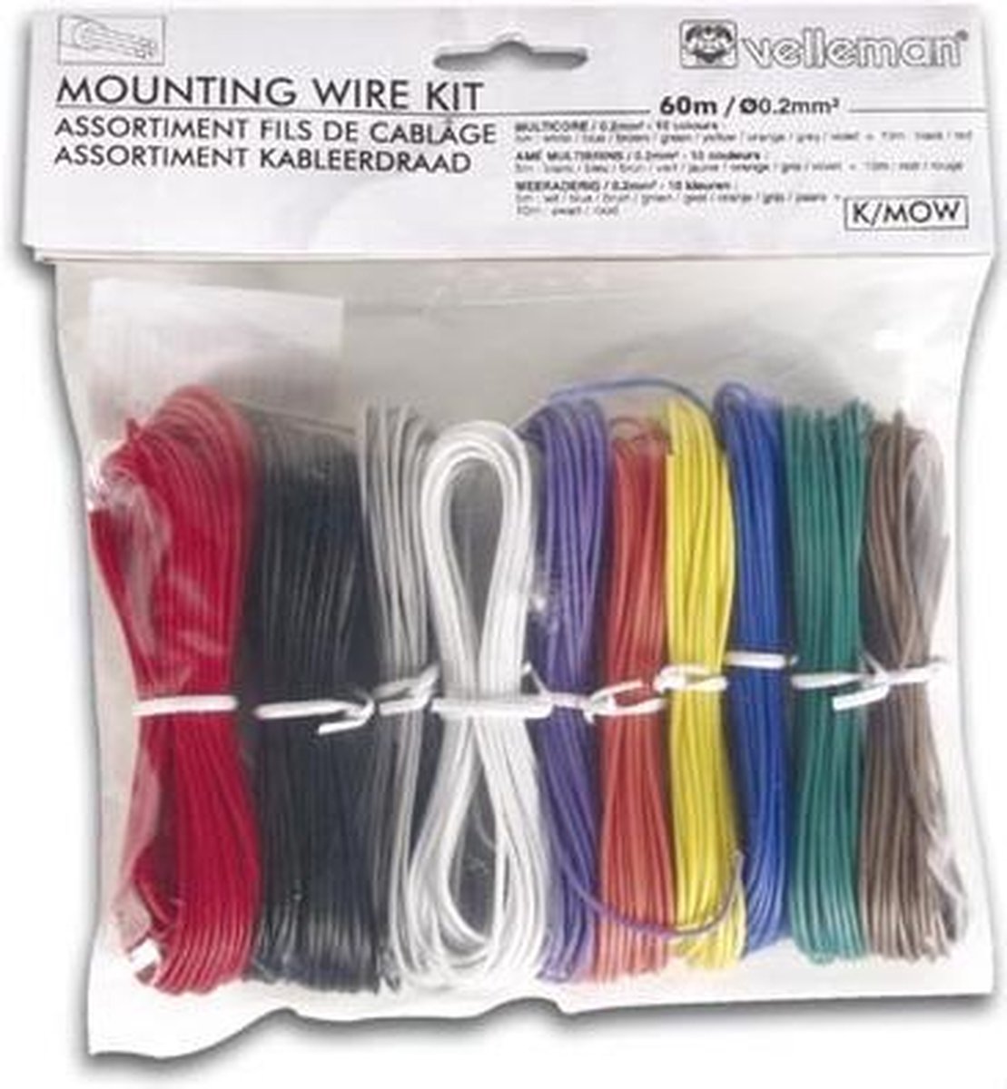 Velleman sæt monteringskabler - 10 farver - 60m - multi-core