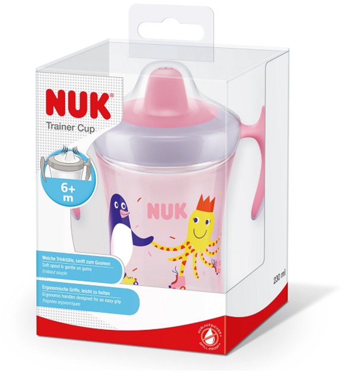 Nuk flaske evolution trænerkop pink, 230ml, 6 m+ 6+ m