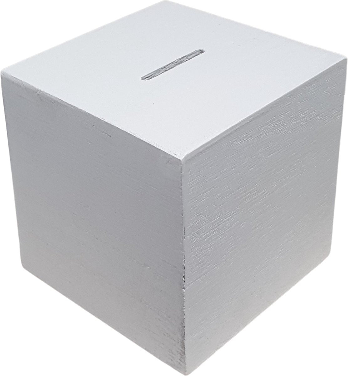 Creativ company træsparegris firkantet - hvid - l 8,7 cm x b 8,5 cm x h 8,6 cm
