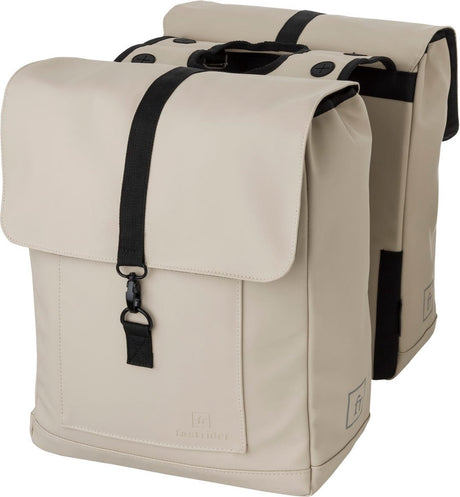 Fastrider jaxx ii dubbele fietstas – mik-compatibel – 28l – waterafstotend – incl. laptopvak – taupe