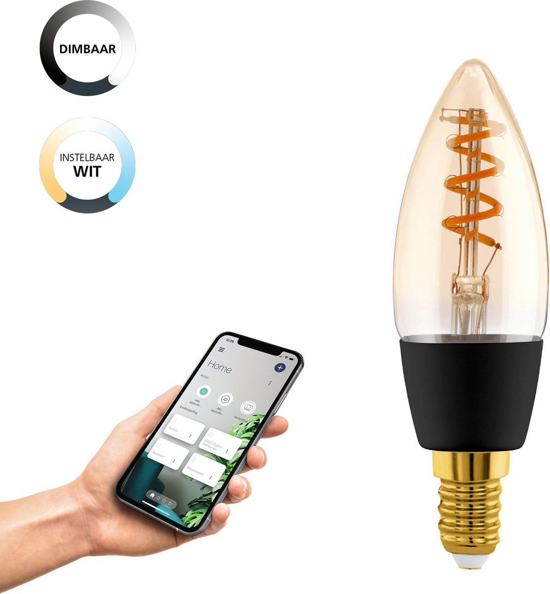 Eglo connect.z smart LED-lampe - e14 - ø 3,5 cm - rav - justerbart hvidt lys - dæmpbar - zigbee