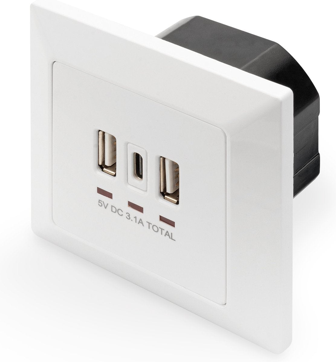 Digitus da-70618 vægstik 2 x USB A + 1 x USB C hvid