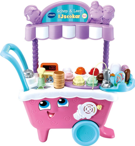 Vtech scoop læder isvogn deluxe - pædagogisk legetøj - isvogn - opdag farver, dyr og tælle - børnelegetøj 2 år til 5 år