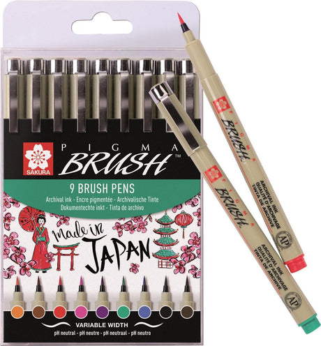 Sakura pigma børsteetui 9 farver
