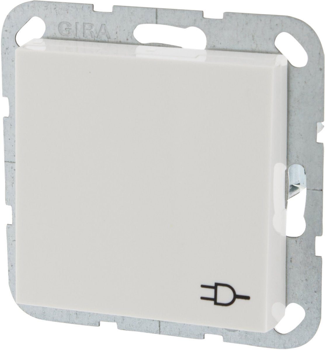 Gira system 55 stikdåse - forsænket - 1-ganget - jordet - med klap - polarhvid
