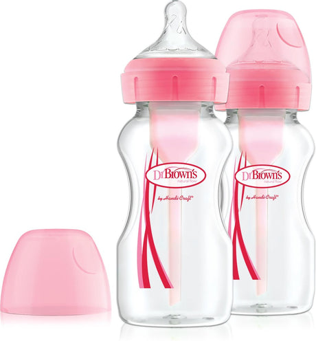 Dr. browns muligheder+ anti-kolik sutteflaske - flaske med bred hals - 270ml - pink - 2 stk.