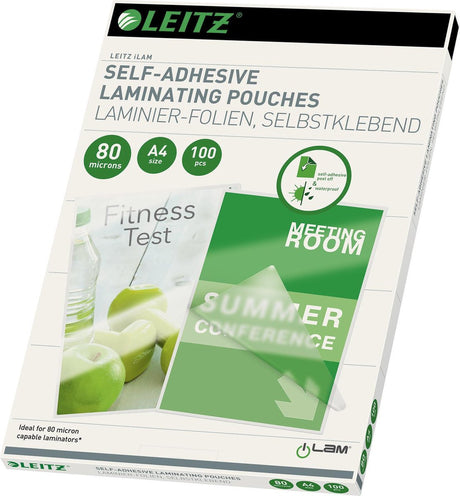 Leitz - lamineringsposer - a4 - selvklæbende - 80 mikron - 100 stk.