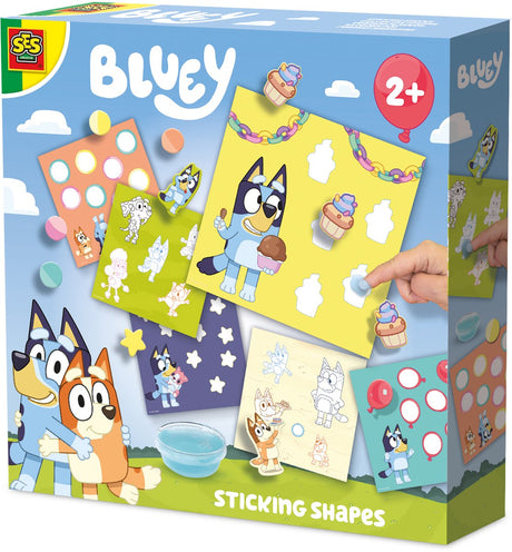 Ses creative bluey - klæbende former med fingerlim - håndværk - til børn fra 2 år - 6 kort