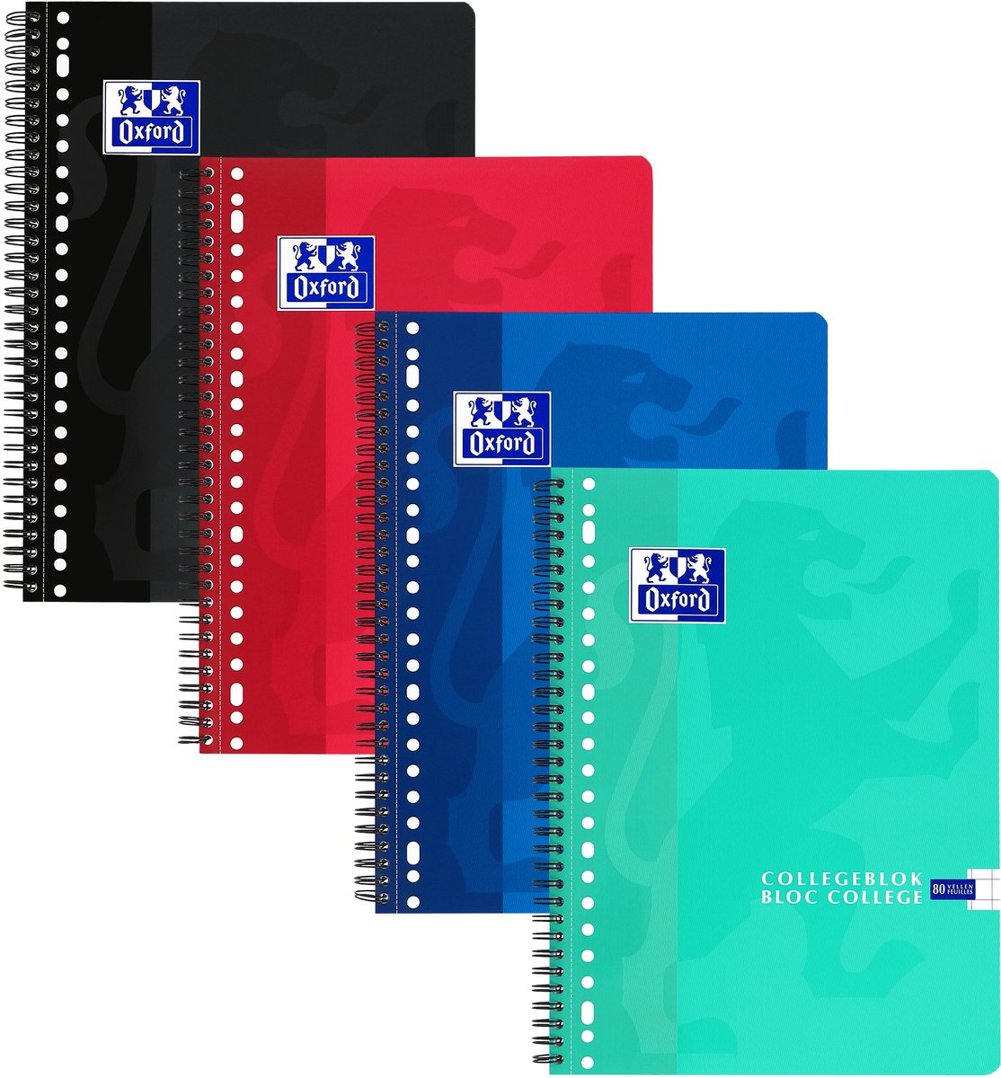 Oxford foredragsunderlag - 1 stk - a4 - firkantet 10 mm - 80 ark - 23-hullers stansning - assorteret
