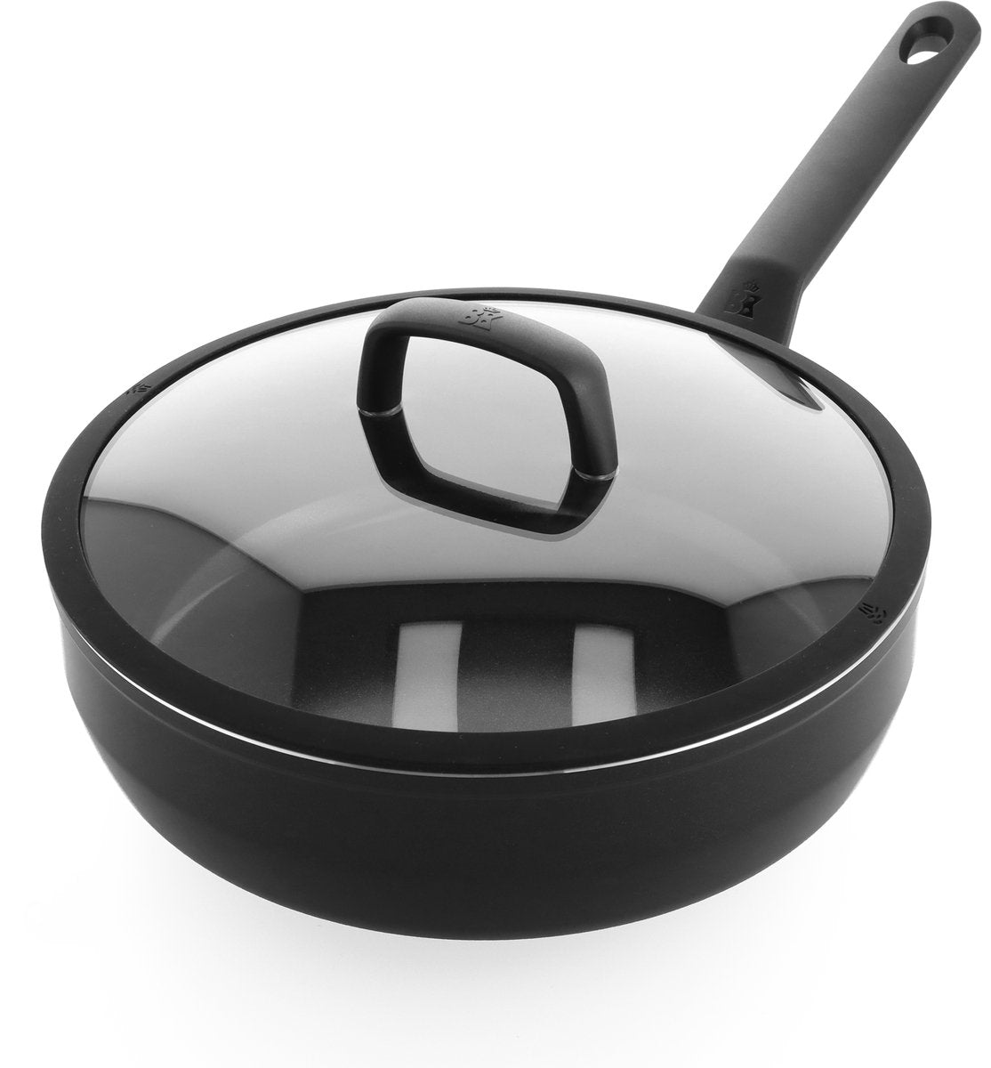 Bk easy induktionsgryde 28cm med låg - 4,6l - pfas-fri non-stick belægning - bradepandeinduktion - keramisk bradepande - ovnsikker op til 160°c - kolde håndtag - med glaslåg - sort