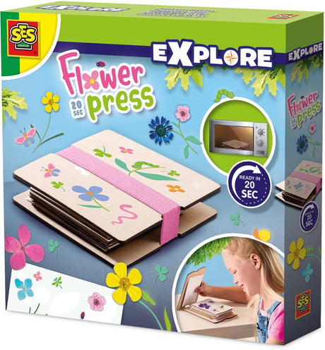 Ses kreativ - udforsk - blomsterpresse - klar på 20 sek. - tørrede blomster uden ventetid - kan bruges i mikroovn - træ blomsterpresse - tørre blomster