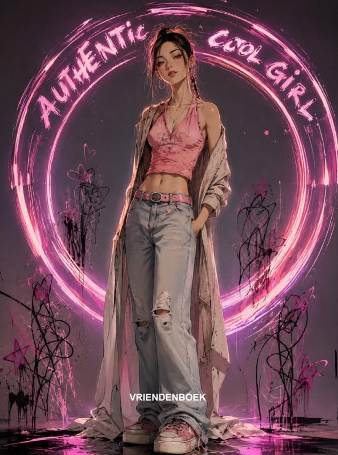 Authentic cool girl - vriendenboek (nederlands) roze