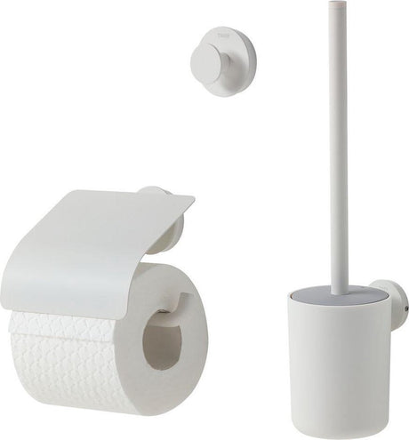 Tiger urban toilet tilbehørssæt - toiletbørste med holder - toiletrulleholder med klap - krog - hvid