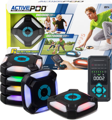 Silverlit active pods - interactief licht- en reactiespel - sportief actiespel voor binnen en buiten - 10 spelmogelijkheden