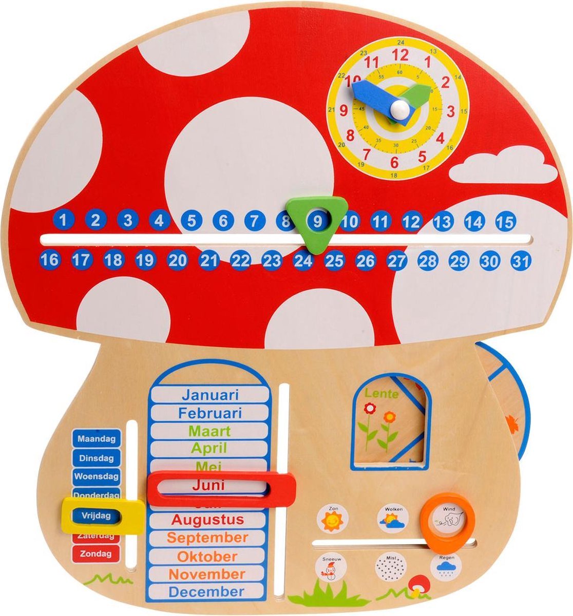Playwood træ kalender ur med årstider - svamp