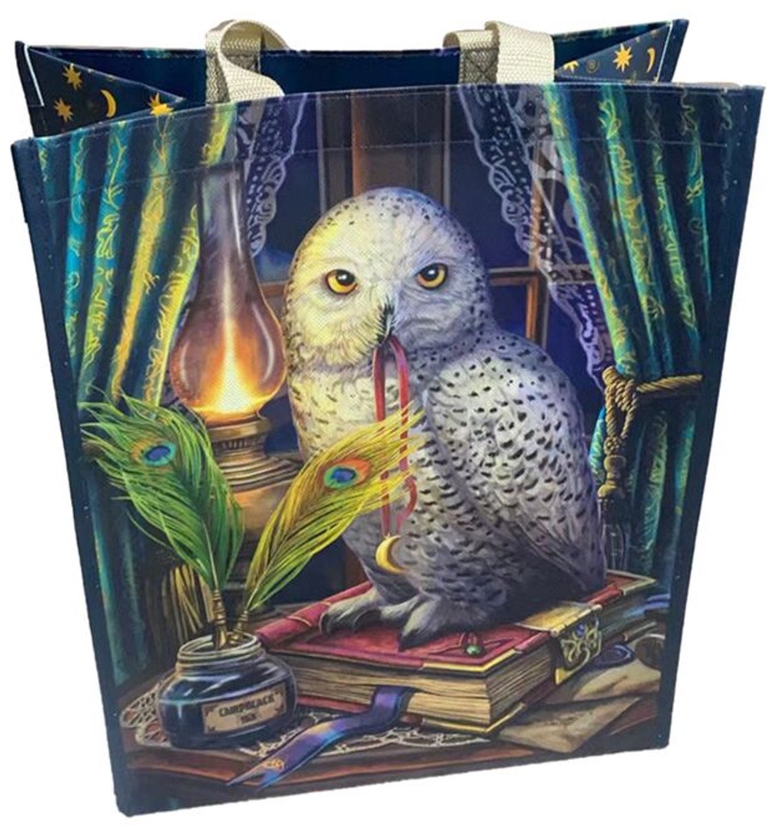 Puckator indkøbstaske shopper - lisa parker - guardian of spells owl - bæredygtig - 33x39x17cm