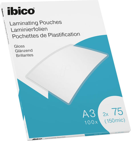 Ibico lamineringsposer - til A3-dokumenter - 2 x 75 mikron - 100 stykker - blank