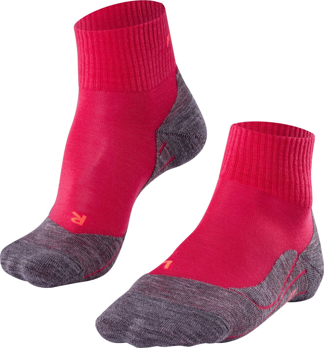 Falke tk5 kort anti-blister tyndt uld funktionsmateriale gåstrømper dame rød - str. 35-36