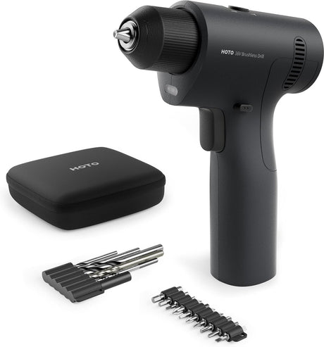 Hoto 16v akku boremaskine børsteløs - akku boremaskine uden børster - 50 nm - 2 hastigheder - USB-C genopladelig - inklusive bor - kompakt og kraftfuld