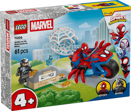 Lego marvel - spidey på sin motorcykel vs. rhino byggelegetøj (11206)