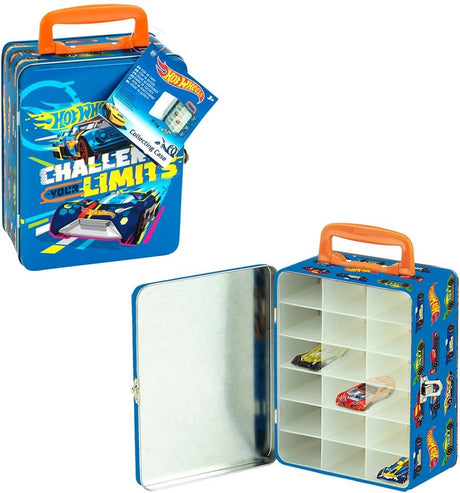 Klein legetøj - hot wheels samlekuffert - velegnet til max. 18 biler - 15,5x8,5x21 cm - blå