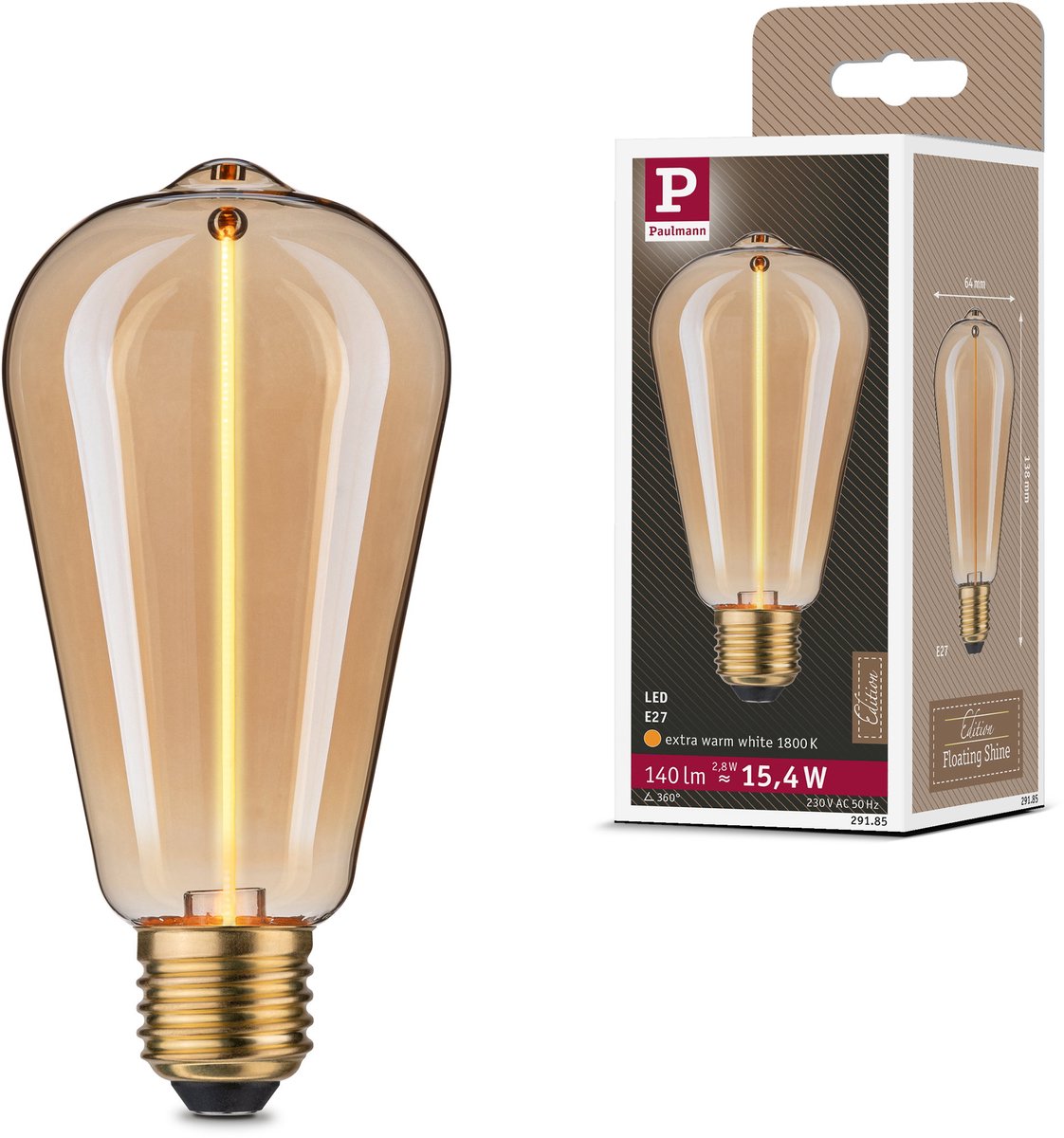 Paulmann Floating Shine Standard 230 V LED-pære E27 140LM 2,8W 1800K guld