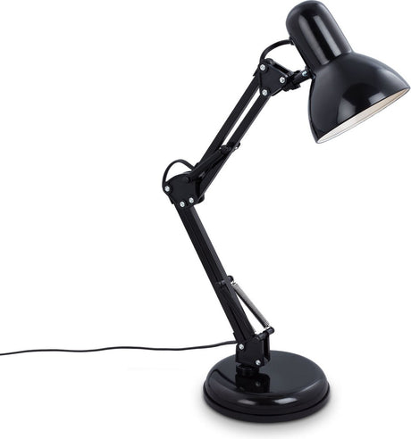 Briloner - sort bordlampe - industriel skrivebordslampe - vipbar retro metaldesign - E14 armatur - ekskl. lyskilde