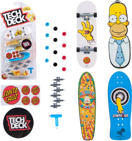Tech deck, ultra dlx-pakke med 4 gribebrætter, simpsons skateboards, tilpassede mini skateboards til samlere