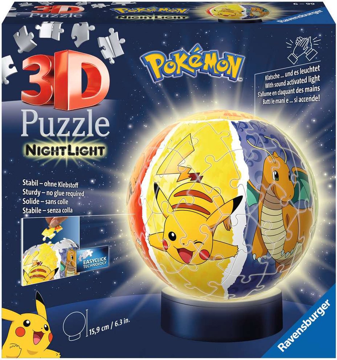 Ravensburger pokã©mon med belysning - 3D puslespil - 72 brikker