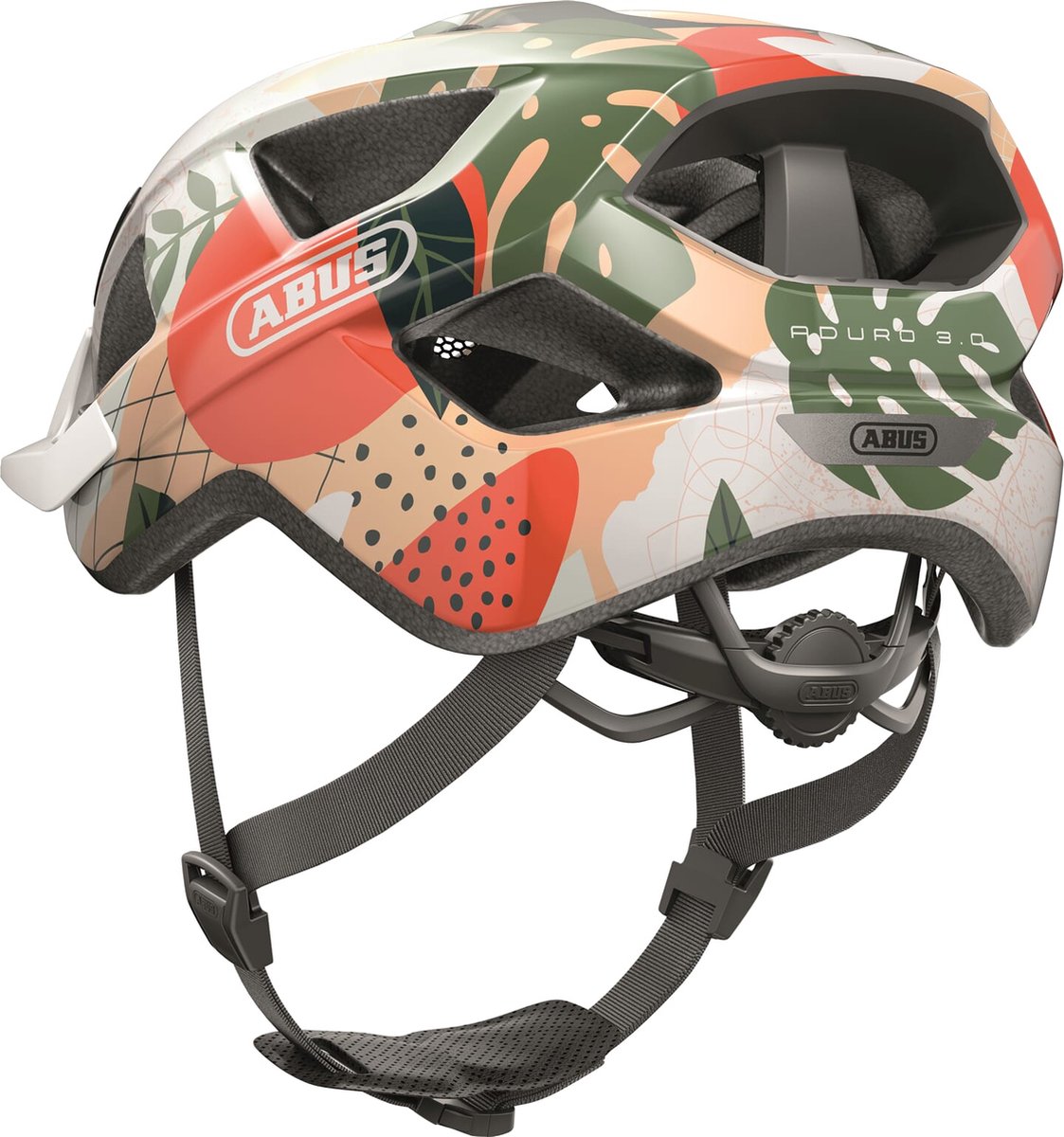 Abus cykelhjelm aduro 3.0 orange palm m - 52-58 cm - hvid - velegnet til brug på elcykler - bycykler - 300 g