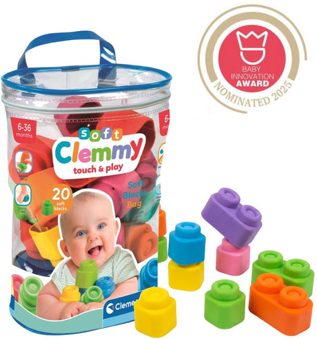 Clementoni baby bløde clemmy blokke med opbevaringspose - 20 stk.