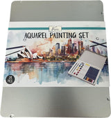 Nassau fine art akvarel maling startsæt - 28 dele - maleri - akvarel - kunst sæt - kreativ gave - metal opbevaringsdåse