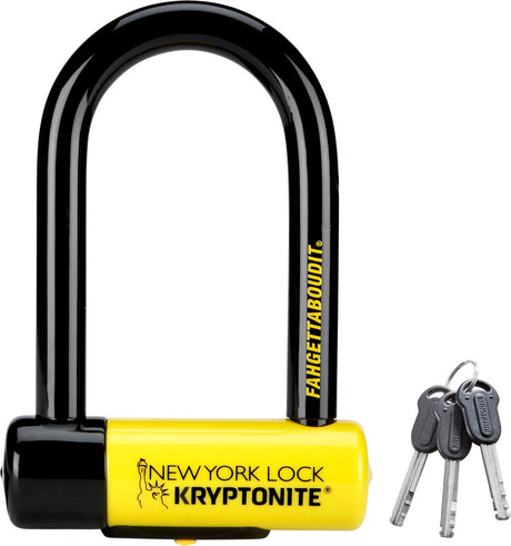 Kryptonite new york fahgettaboudit mini U-lock s cooter – art-4 – motorcykel, scooter, elcykler – 215,3 x 8,3 cm – gul