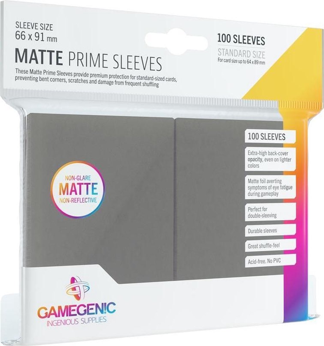 Gamegenic ærmer matte prime mørkegrå (100 stk.)