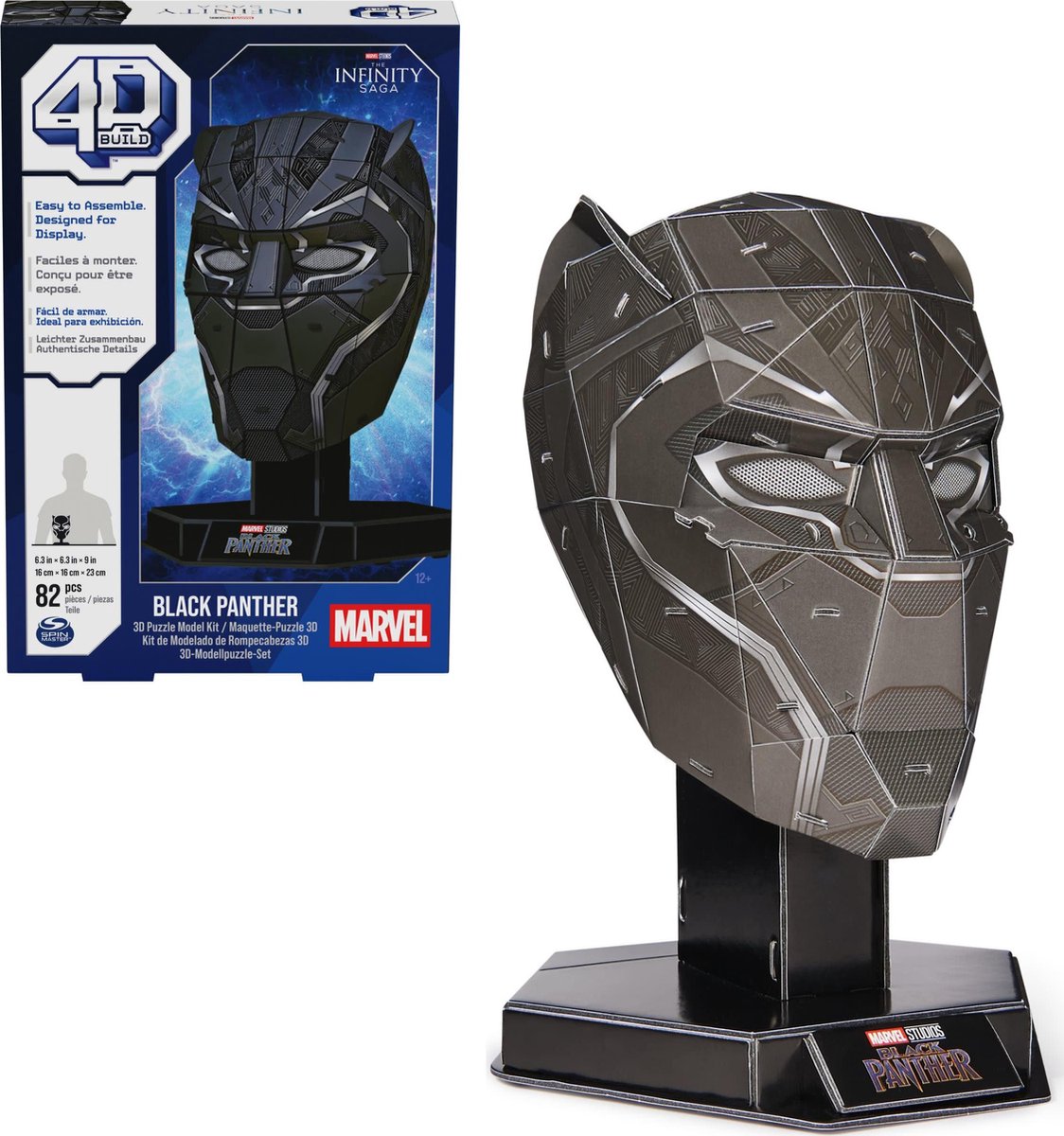 4D build marvel - sort panter - 3D puslespil - 82 brikker - pap byggesæt