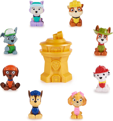 Spin master paw patrulje 10 års jubilæum - 5 cm minifigurer i udkigstårn overraskelse emballage - stilarter kan variere