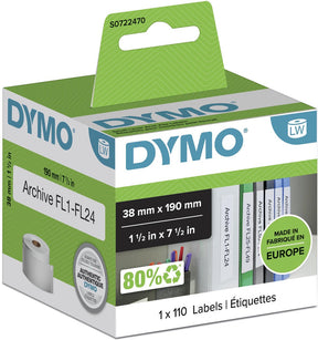 Dymo etiketmappe smal 99018 38x190mm hvid 110 stk.