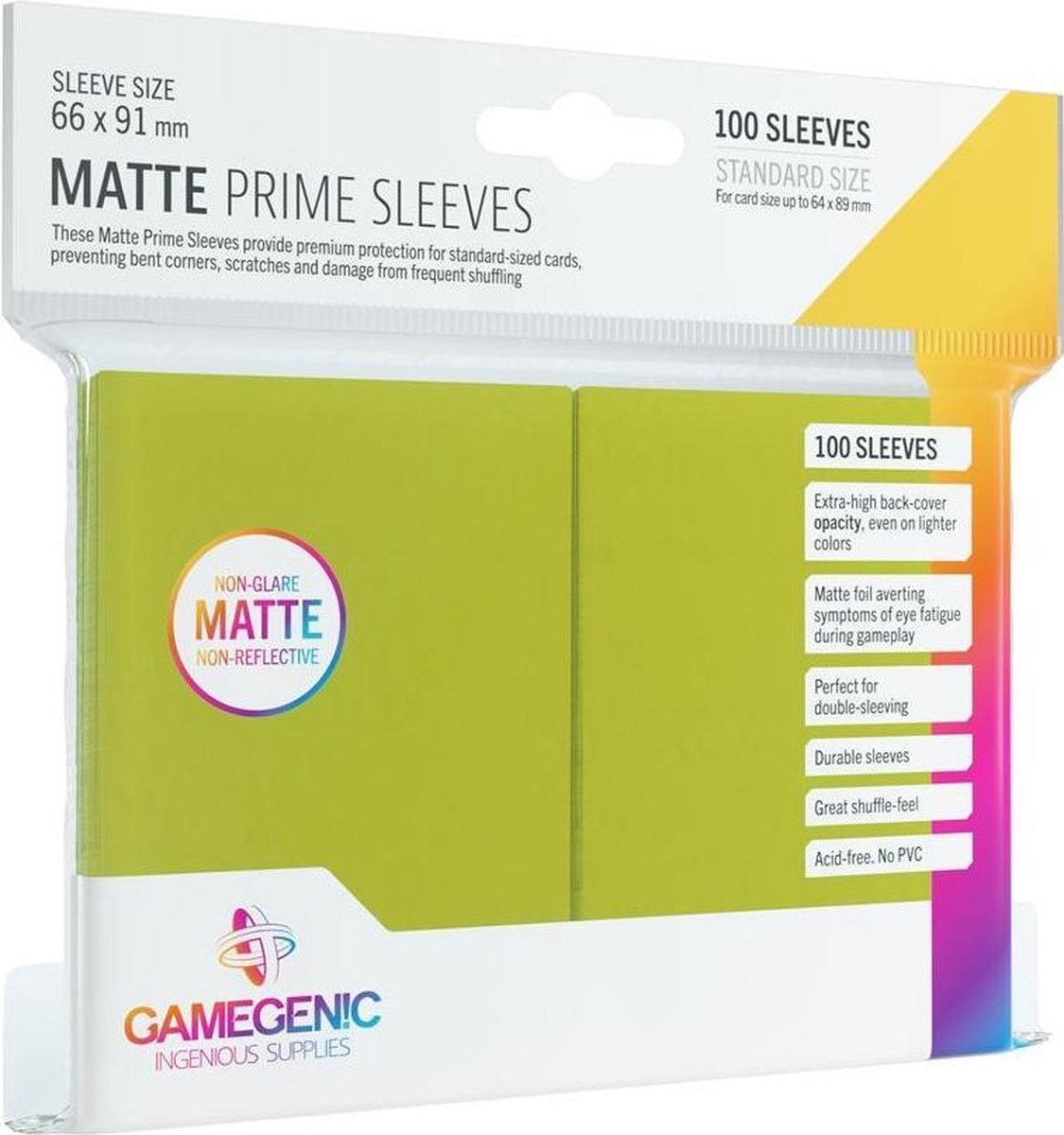 Gamegenic - prime ærmer mat lime 100x