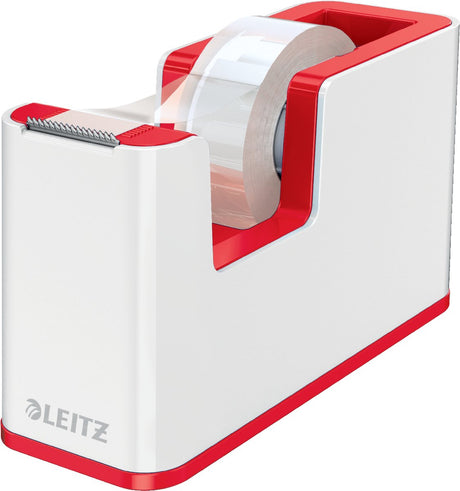Leitz wow tapeholder - inklusiv 1 rulle selvklæbende tape - rød hvid