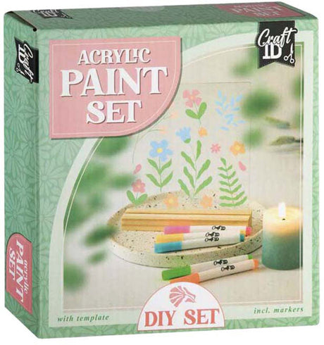 Creative craft group tegel schilderen bloemen - incl. 5 acrylmarkers