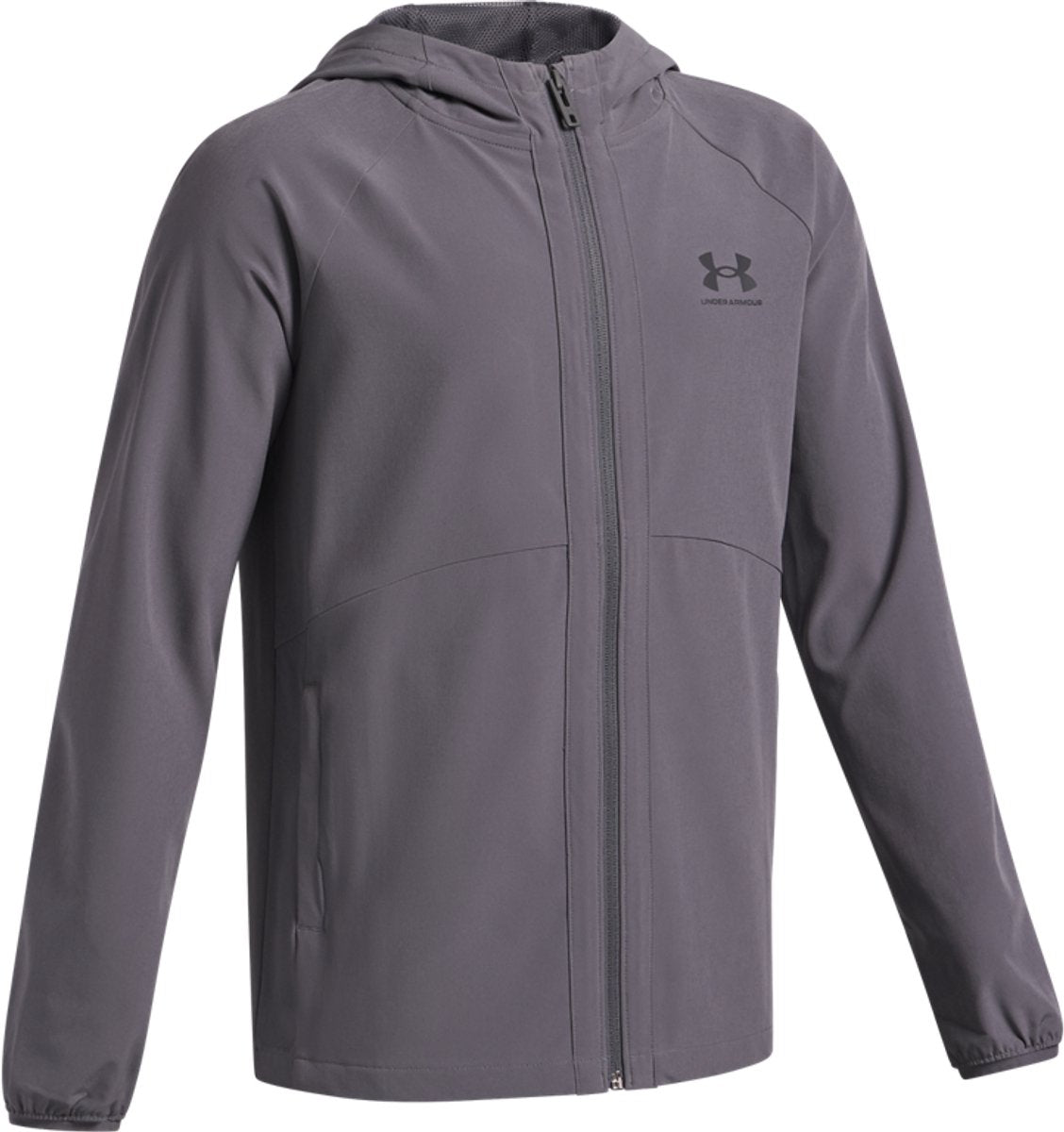 Under armour ua vibe vævet vindjakke-grå drenge sportsjakke - castlerock - sort