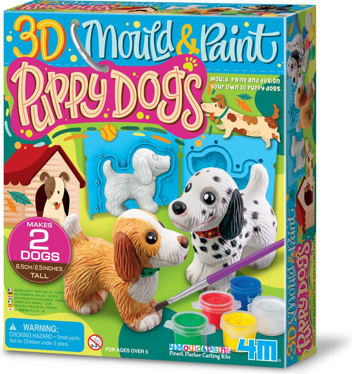 4m håndværk - hælde og male - 3d hundehvalpe - kreativt legetøj - 5+