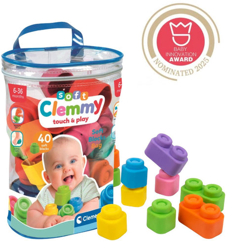 Clementoni baby bløde clemmy blokke med opbevaringstaske - 40 stk.
