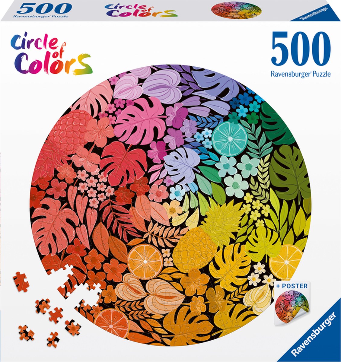 Ravensburger puslespil cirkel af farver tropisk, 500 stk.