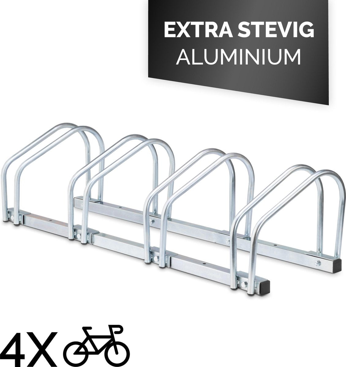 Dunlop fietsenrek voor 4 fietsen - aluminium - ruimtebesparend