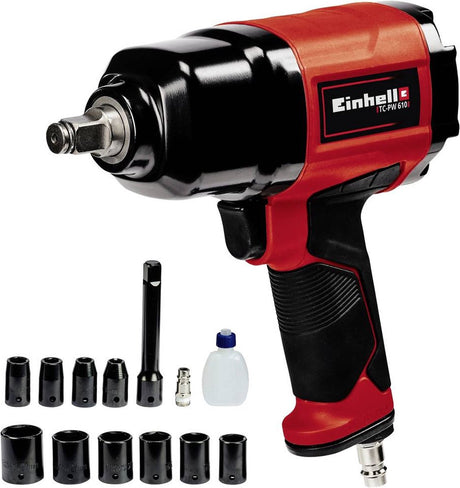 Einhell pneumatisk slagnøgle tc-pw 610 - 610 nm - inkl. 10 topnøgler og 1x 125 mm forlænger