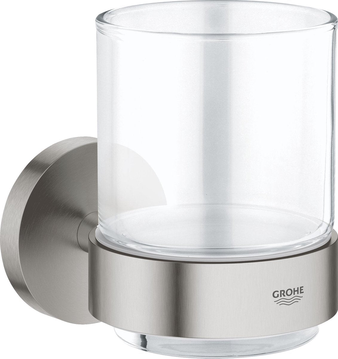 Grohe essentials holder med glas - supersteel (rustfrit stål look)