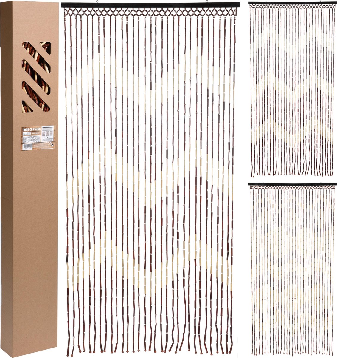 Merkloos sans marque gordijn h s collection buitenkant deur bamboe 90 x 180 cm